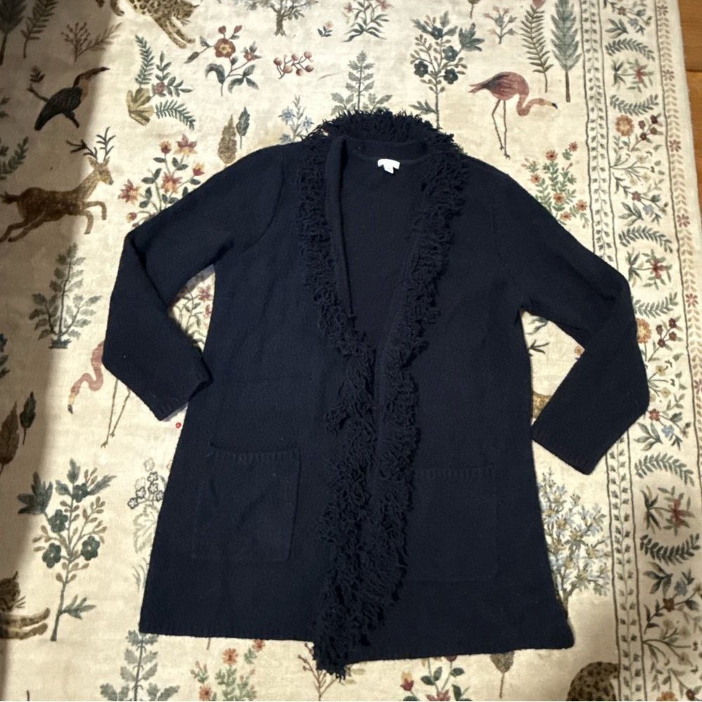 J.Jill Women's Long Fringe Cardigan
Open Front Knit Black Size L - Picture 2 of 9